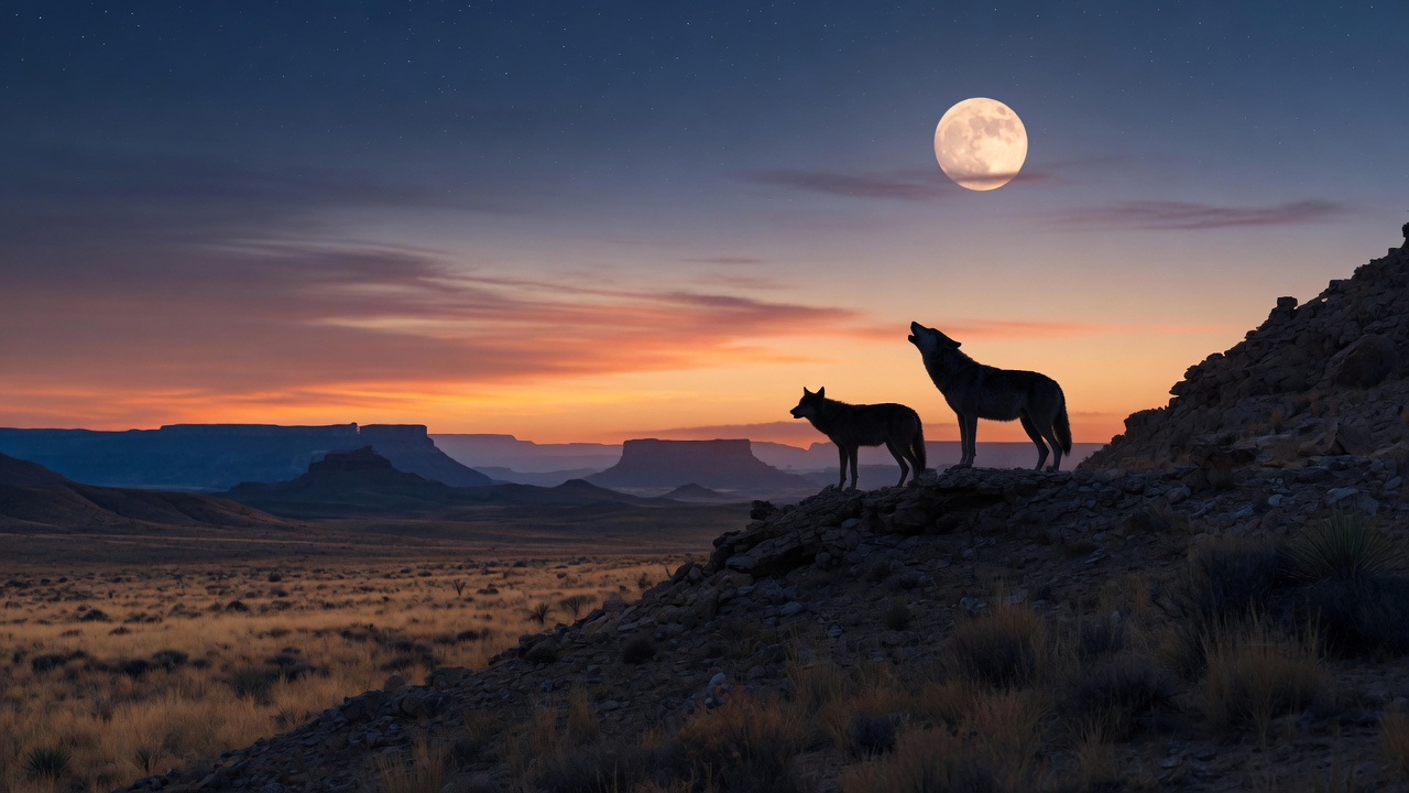 Prairie dusk — Wolf Gold Canada slot atmosphere
